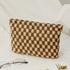 Checkerboard Cosmetic Bag Knitted Toiletry Storage Bag Colorful Makeup Pouch Organizer Checkered Pattern Cosmetic Bag